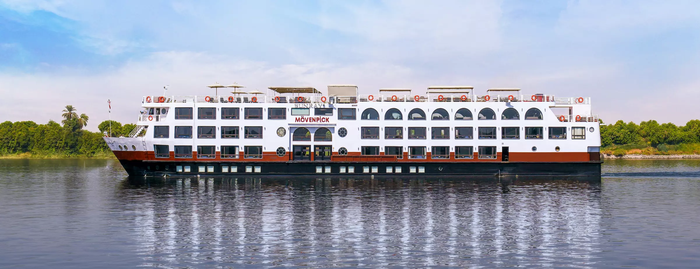 Exterior view of the Mövenpick MS Sun Ray Nile cruise ship